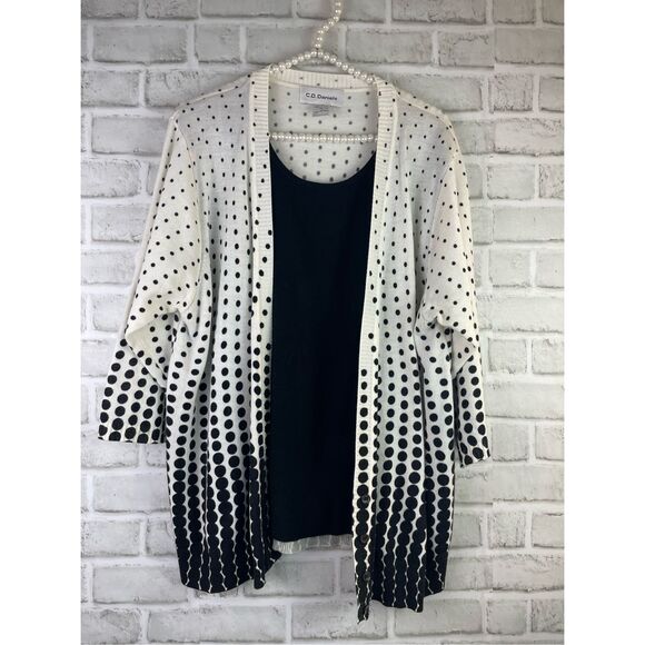 Cathy Daniels One piece Sweater Set Tank and Sweater Black and White Size 1X - Picture 5 of 5